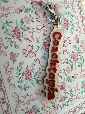 Coach Topia Key Fob in Cream and Red NWOT
